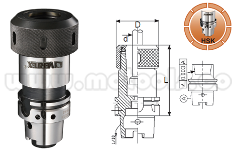 HSK-A63-OZ.png PORTA BOQUILLA TIPO HSK-A100. OZ25 x 100MM REF: HSK-A100-OZ25-100 - Imagen 1